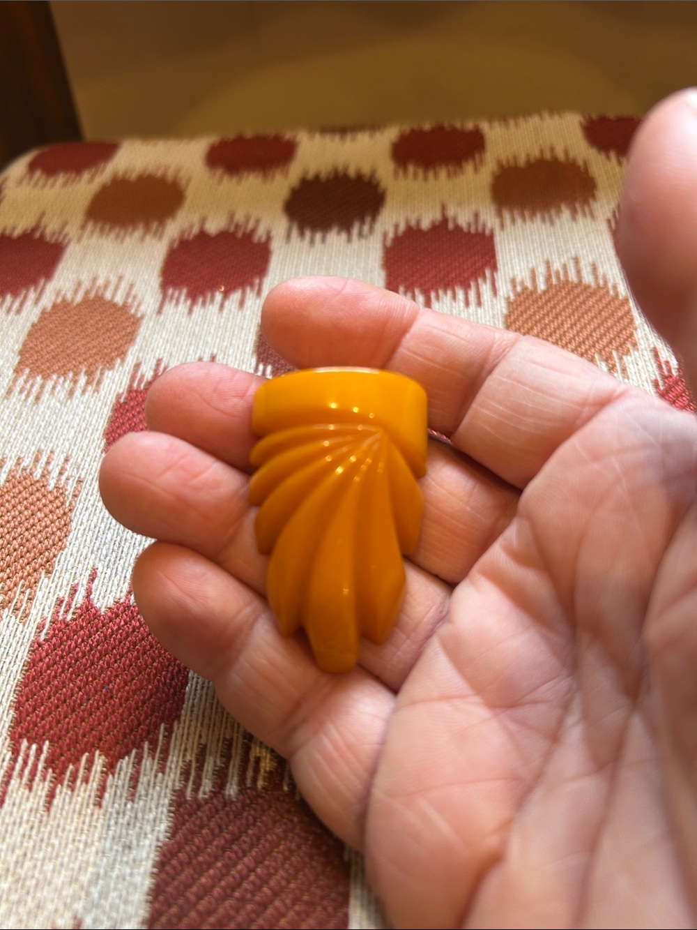 Vintage Bakelite Carved Amber Colored Fur Clasp
